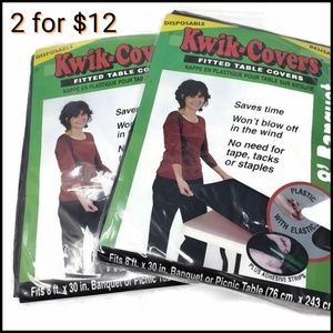 NWT (2) Kwik-Covers Fitted Table Covers, Black